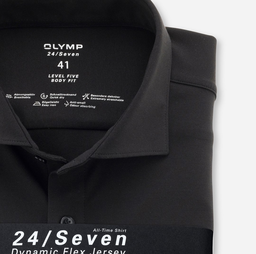 Olymp Flex schwarz Businesshemd Dynamic 200684 Five Level Body Hemd 68 Fit Jersey 24/Seven