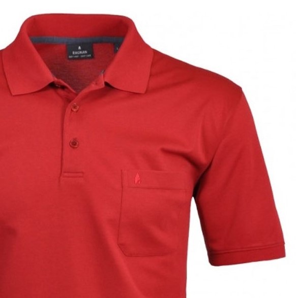 Ragman Herren Polo Shirt Poloshirt Softknit rot unifarben 540391 665 erdbeere