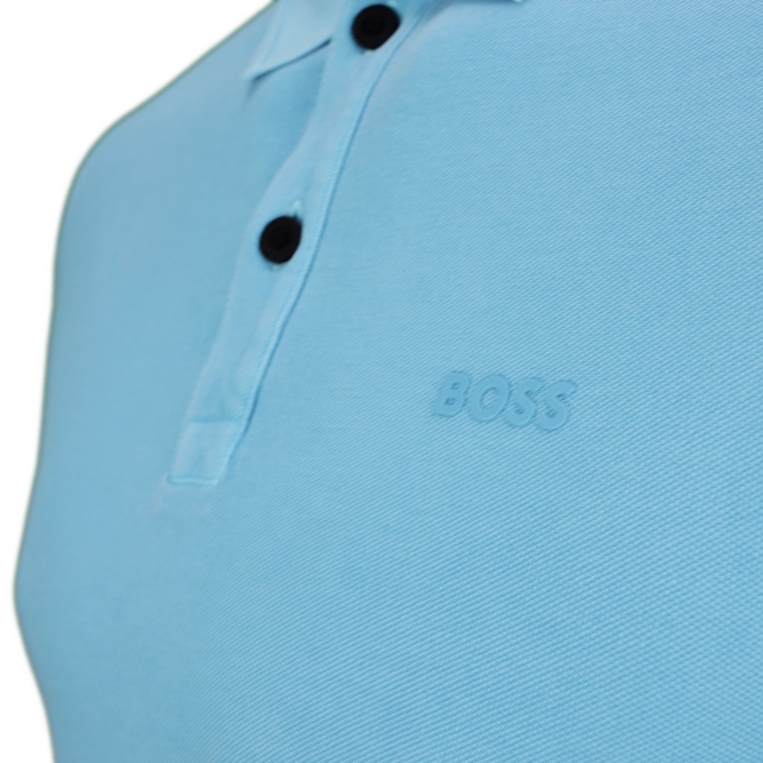 Hugo Boss Herren Polo Shirt kurzarm blau unifarben Prime 50468576 462 open blue