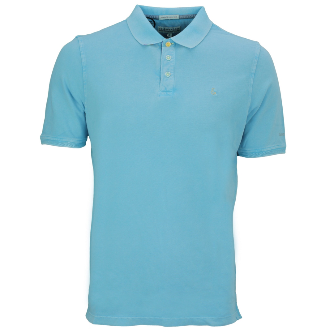 Colours & Sons Herren Poloshirt blau unifarben 9122 460 550 mint