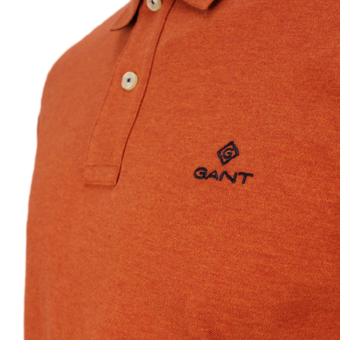 Gant Herren Polo Shirt Langarm orange Contrast Collar Pique LS Rugger 2055003 888 pumpkin