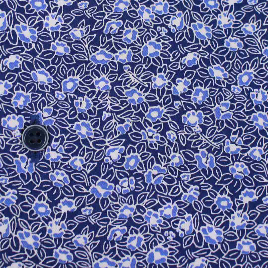 Eterna Herren Hemd kurzarm Comfort Fit blau florales Muster 4381 K17K 19 marine