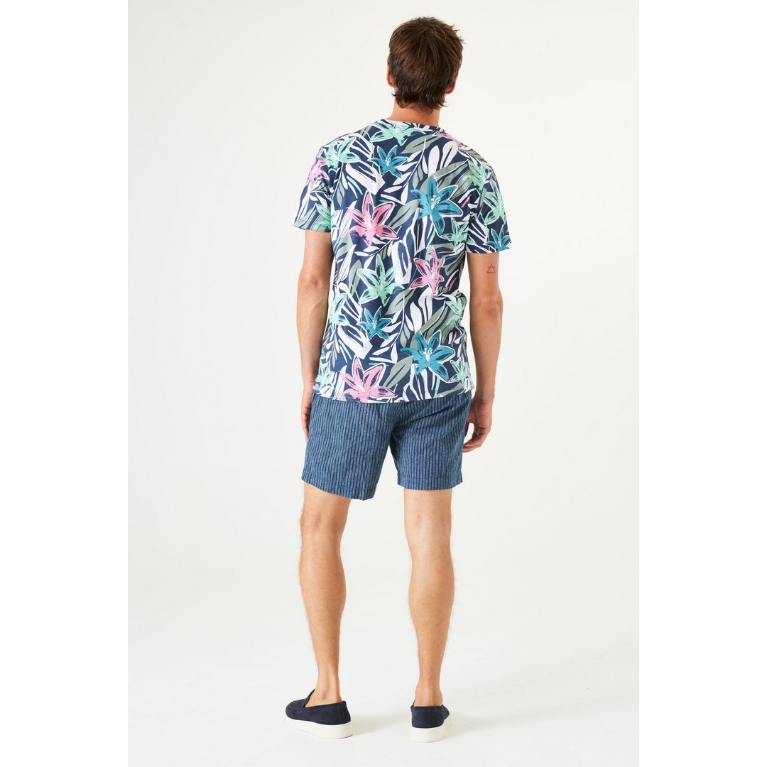 Garcia Herren T-Shirt Regular Fit mehrfarbig florales Muster Q41007 70 marine