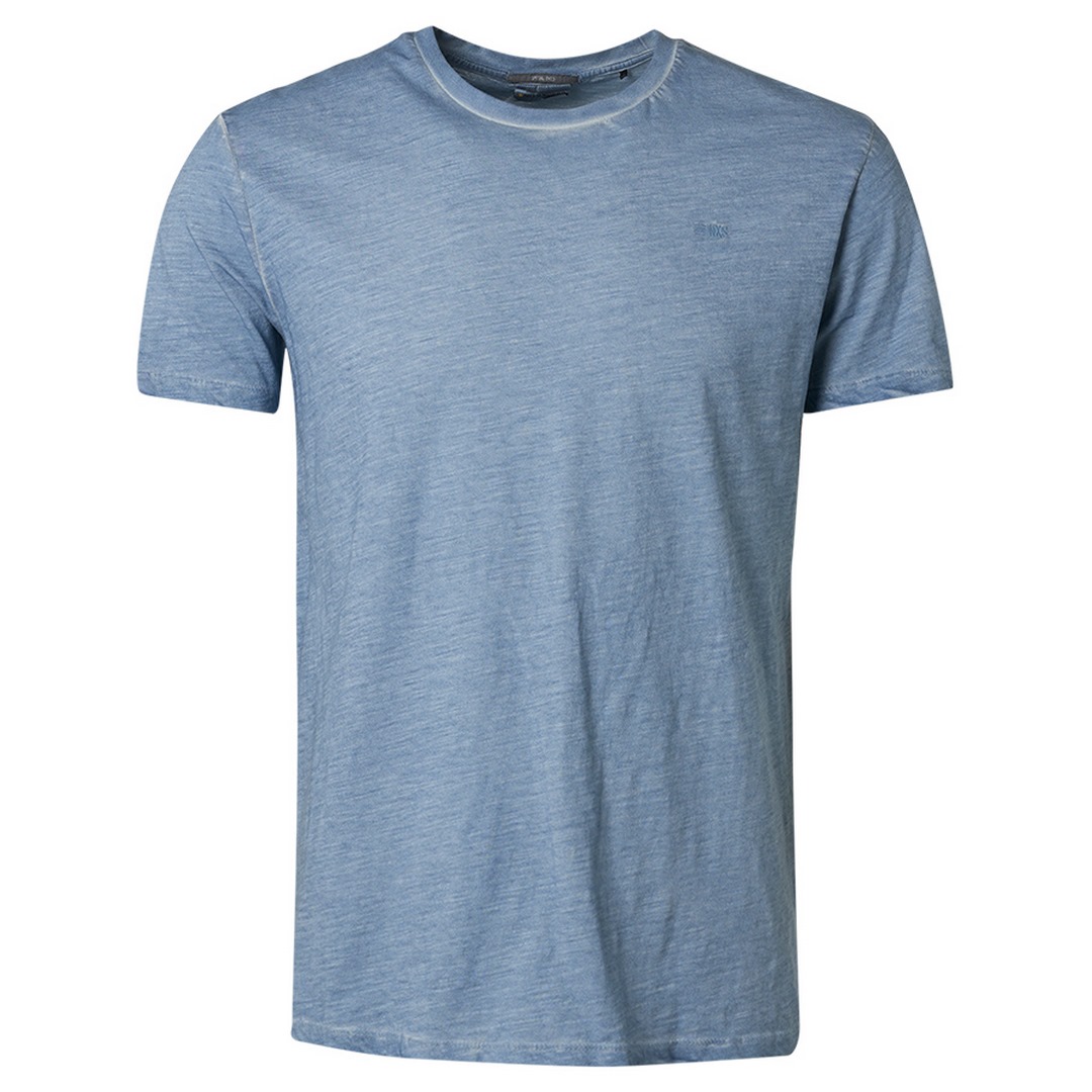 No Excess Herren T-Shirt Crewneck Slub Cold Dyed blau unifarben 15320332SN 137 washed blue