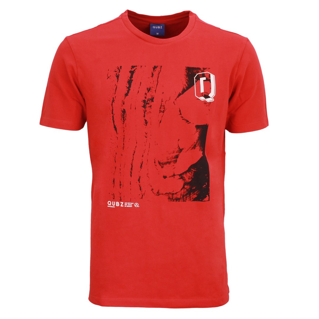 Qubz Herren T-Shirt Pique Print Muster rot Q09350370 161 chili