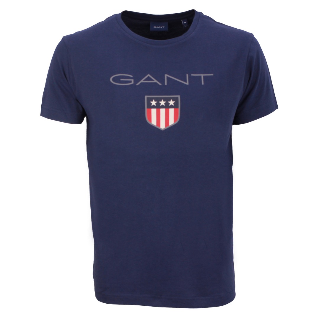 Gant Herren T-Shirt Shield kurzarm blau 2003023 433 evening blue