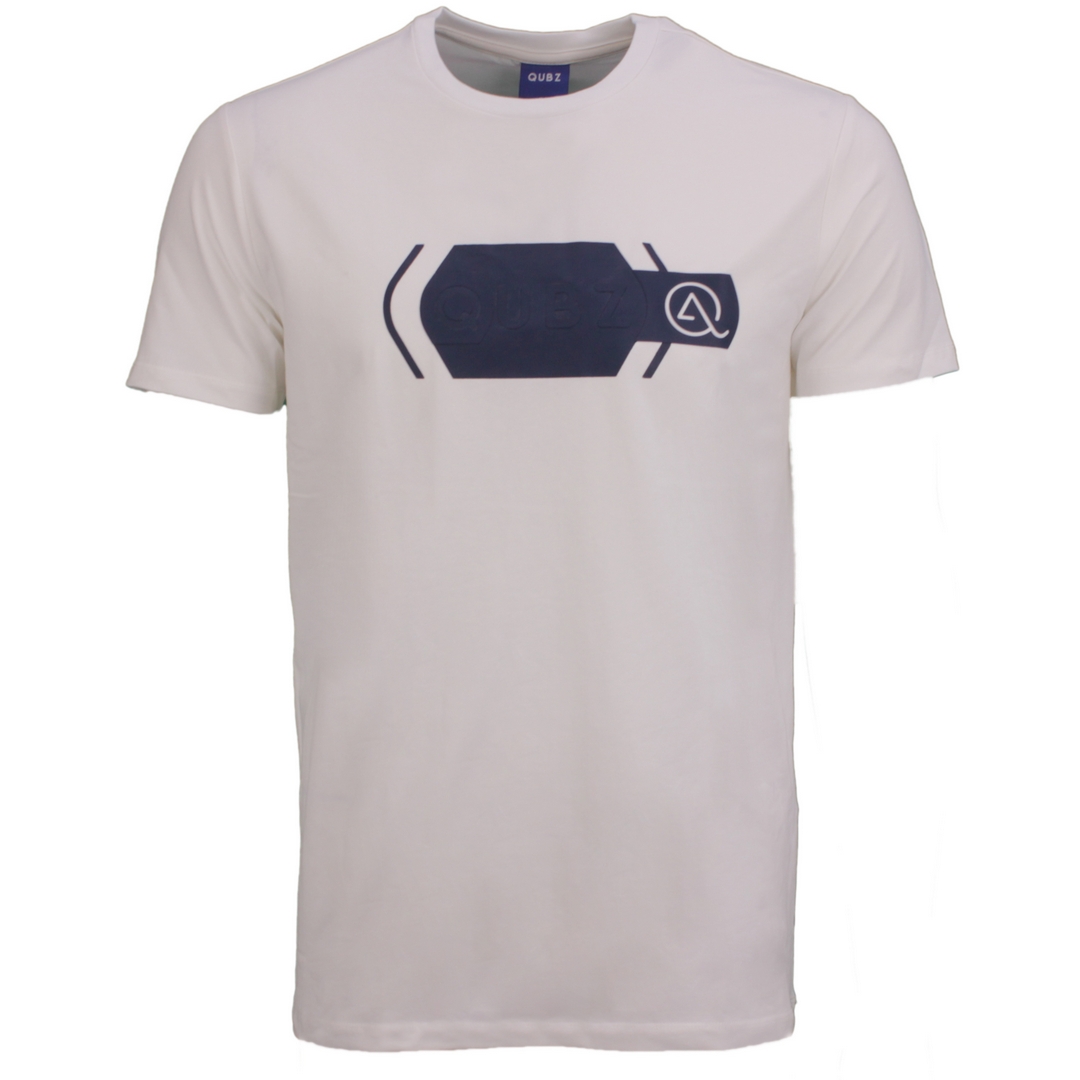 Qubz Herren T-Shirt kurzarm weiß crewneck chest print Q05320205 017 chalk 