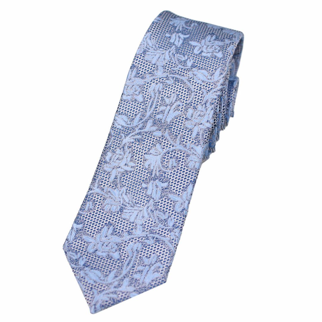 J.S. Fashion Herren Slim Krawatte blau florales Muster K 71670 2