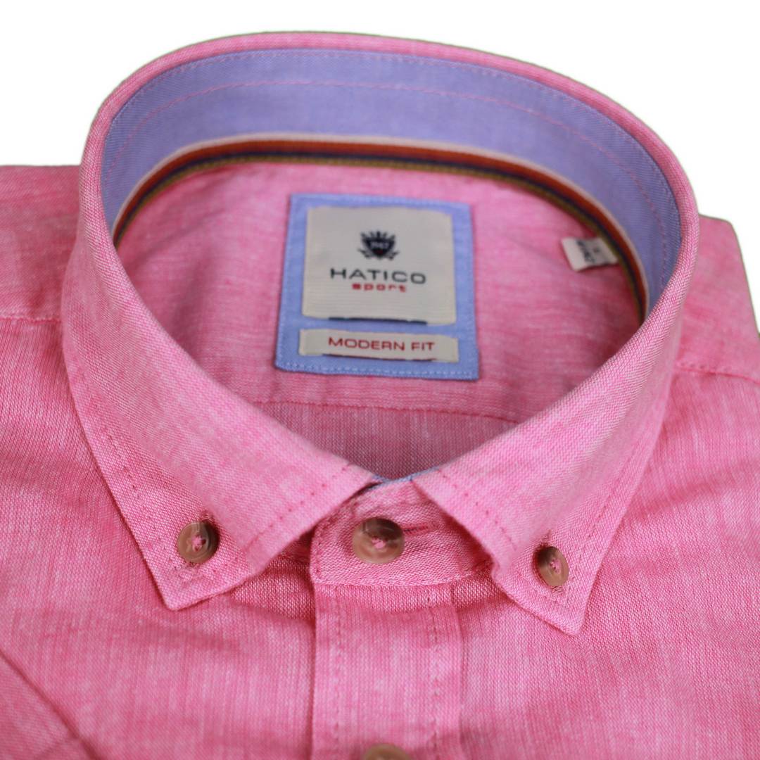 Hatico Sport Herren Leinenhemd Modern Fit pink D80008 72203 343
