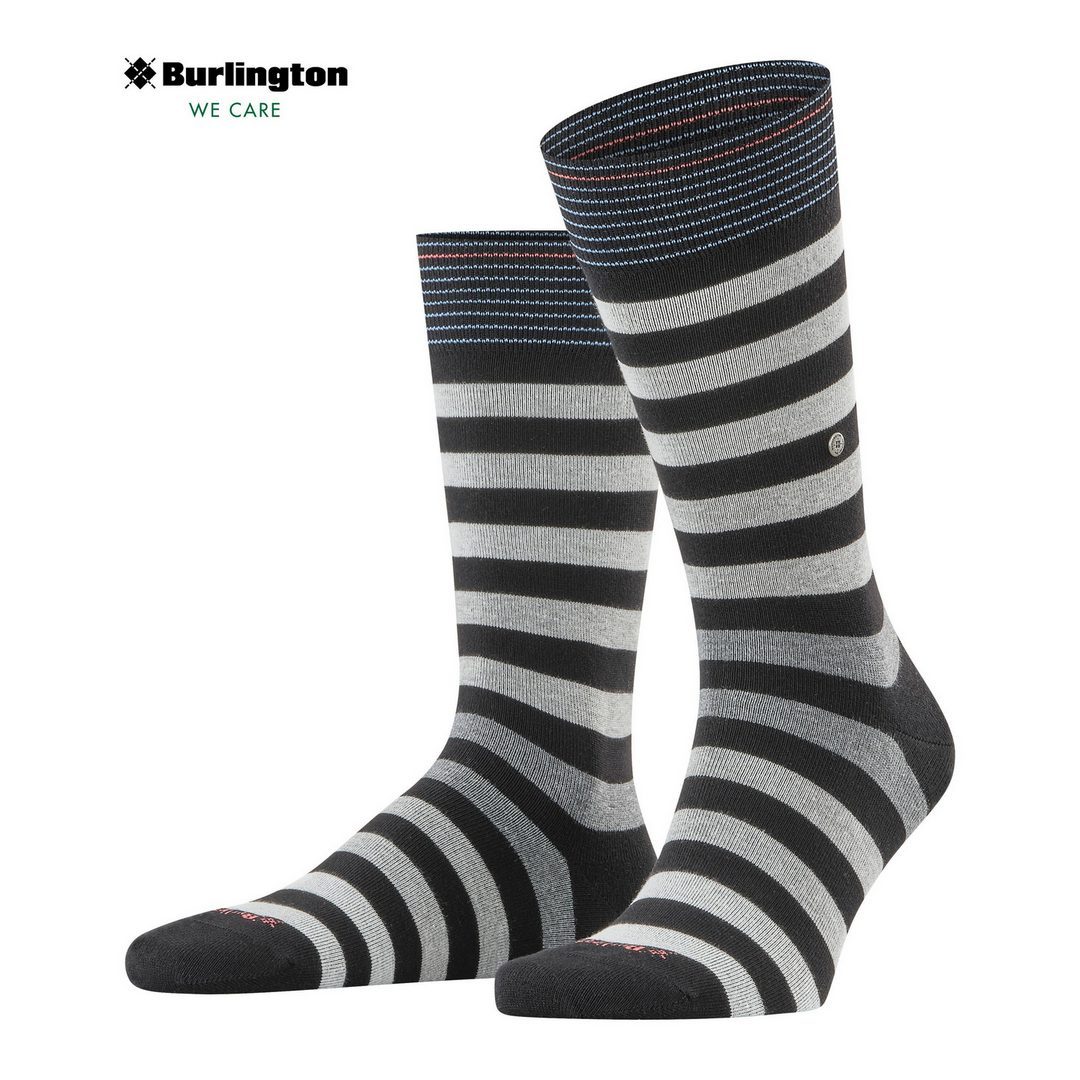 Falke Herren Socken Burlington Blackpool grau schwarz gestreift 21083 3000 black
