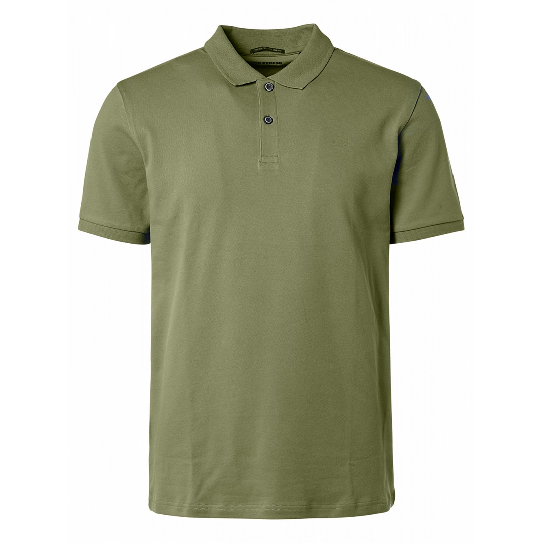 No Excess Herren Polo Shirt Solid Stretch grün unifarben 15390260SN 159 dusty green