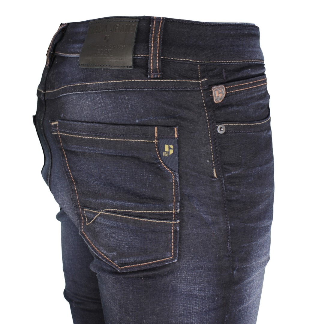 Garcia Herren Jeans Hose Jeanshose Slim Fit dunkel blau Used Look Fermo 650 2501