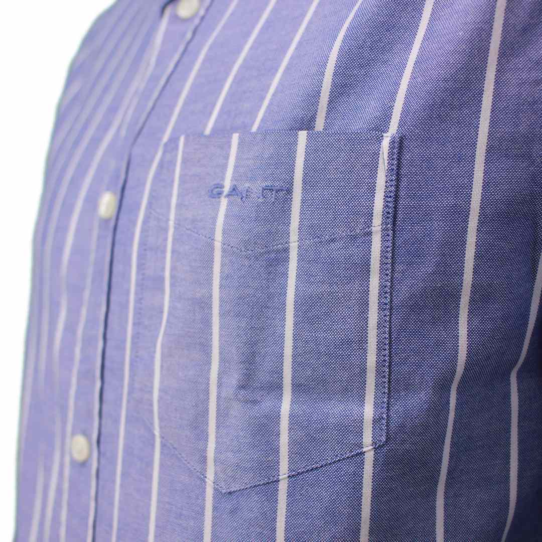 Gant Herren Hemd blau weiß gestreift Oxford Stripe Shirt 3230037 436 college blue