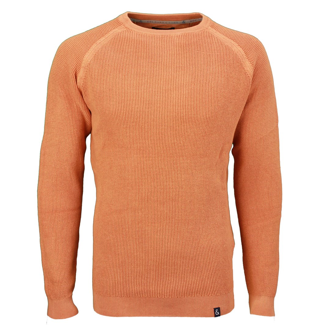 Colours & Sons Herren Strick Pullover Pullover orange unifarben 9222 101 180 bronze