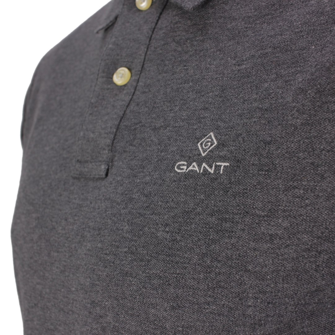 Gant Herren Polo Shirt Langarm grau Contrast Collar Pique LS Rugger 2055003 95 