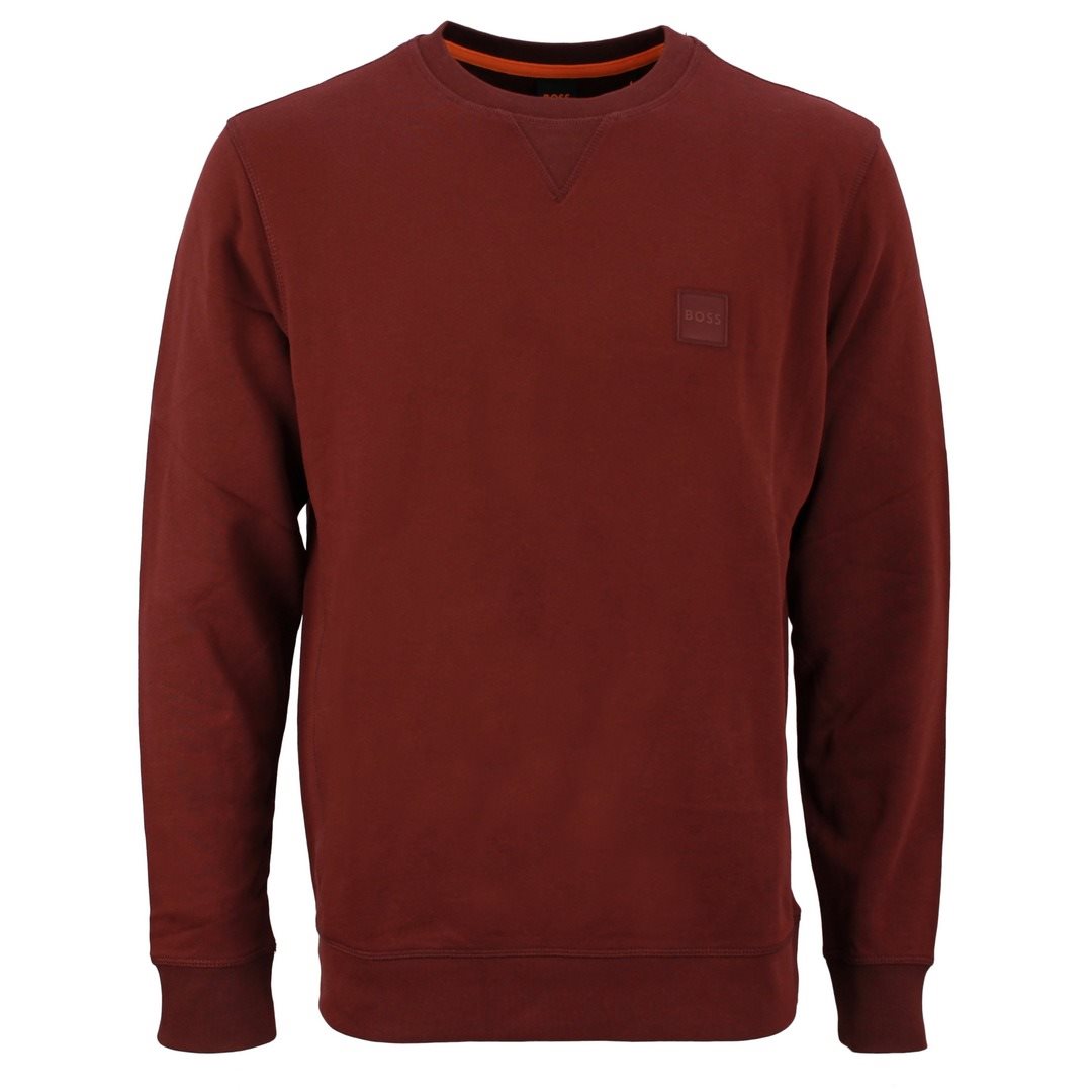Hugo Boss Herren Sweat Shirt Pullover Westart rot unifarben 50468443 604 dark red