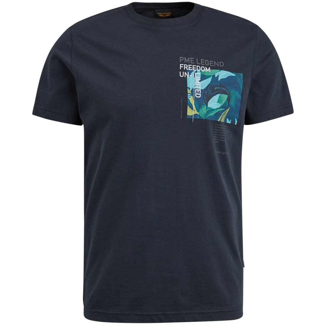 PME Legend Herren T-Shirt blau Print Muster PTSS2304588 5281 salute