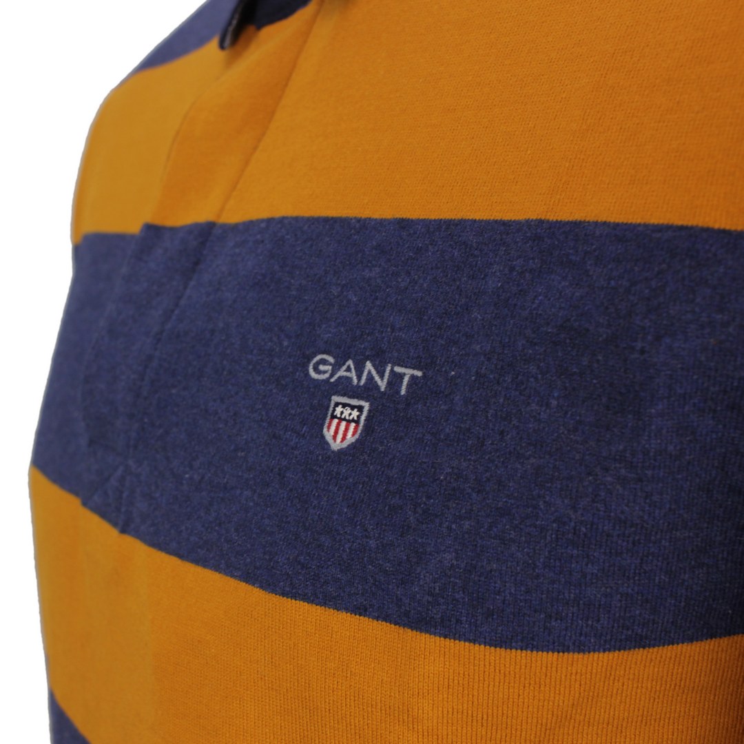 Gant Herren Rugby Shirt Heavy Rugger Blockstreifen gelb blau 2005051 822 dark mustard orange
