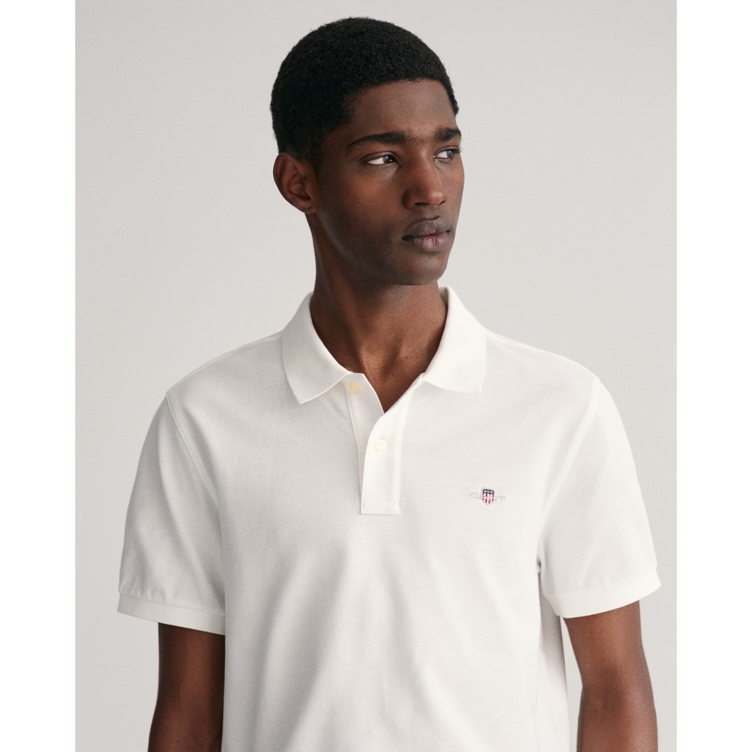 Gant Herren Shield Piqué Poloshirt Regular Fit weiß 2210 110 white