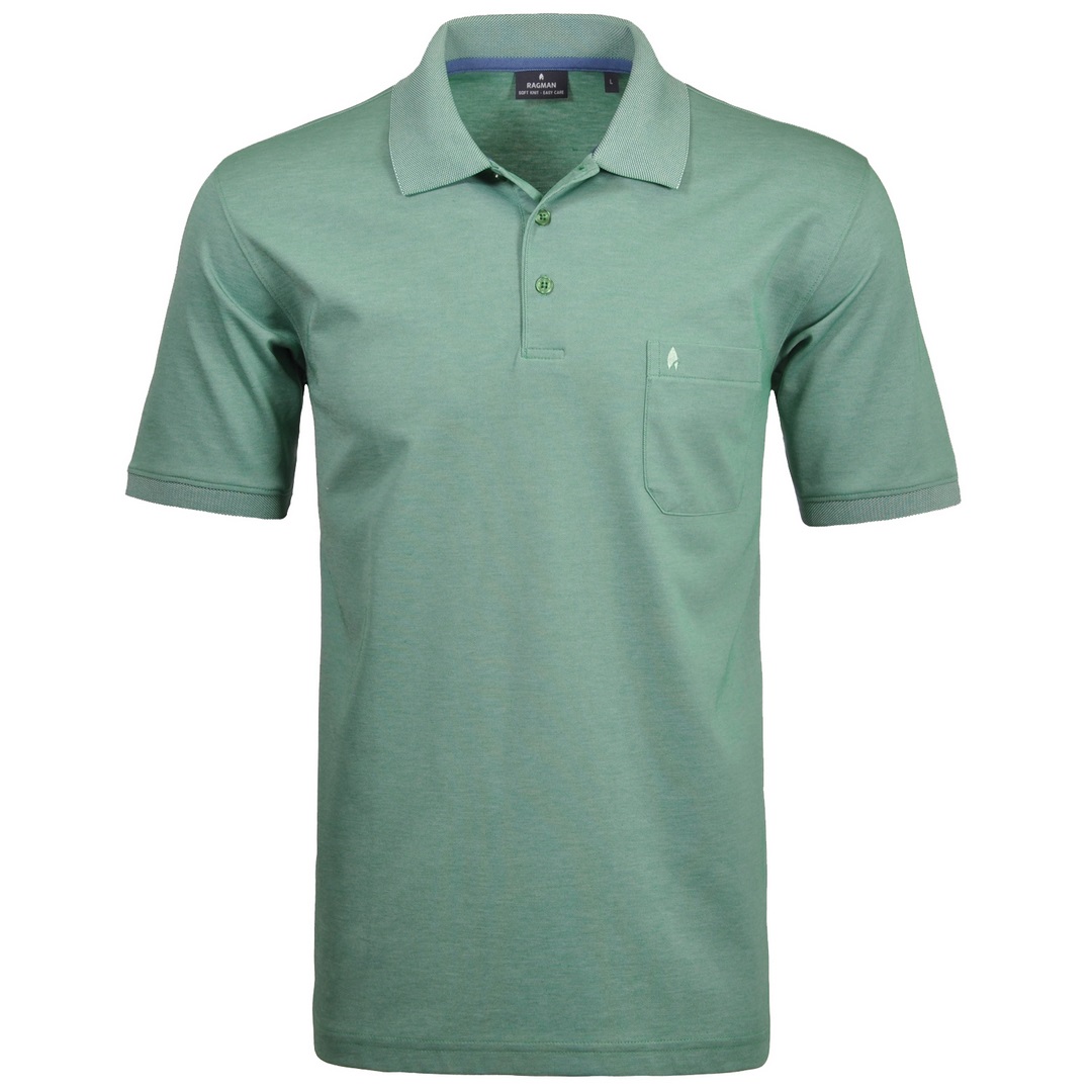 Ragman Herren Polo Shirt Poloshirt Softknit Minze unifarben 540391 385