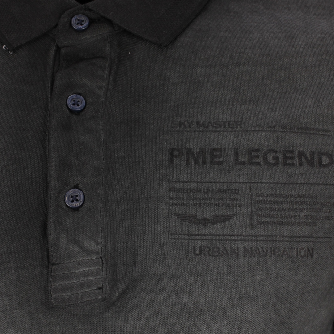 PME Legend Polo Shirt Light Pique Cold Dye schwarz unifarben PPSS212861 9123