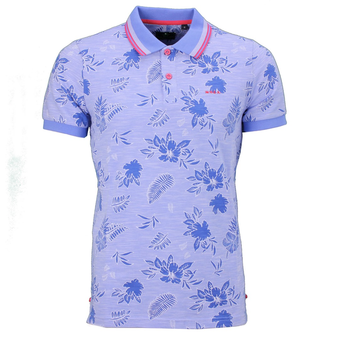 New Zealand Auckland NZA Polo Shirt Normanby blau florales Muster 22BN109 1602 Island Blue