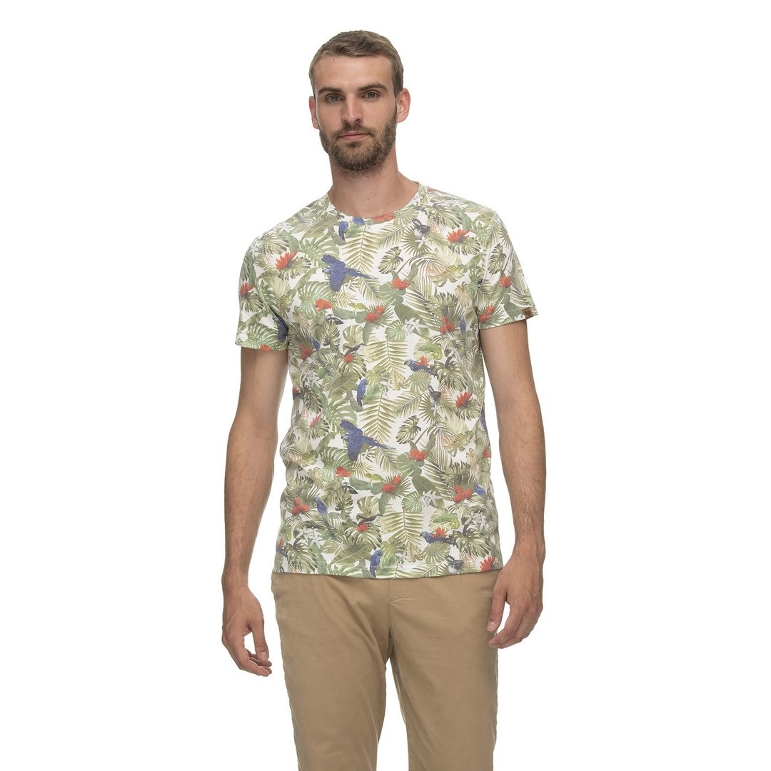 Ragwear Herren T-Shirt Swann grün florales Muster 2312 15019 7000 white