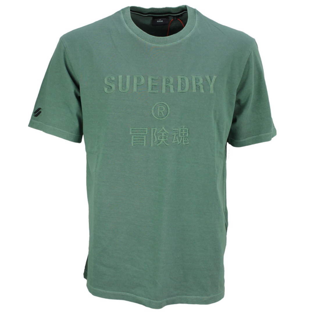 Superdry Herren T-Shirt Rundhals Shirt grün Garment DYE Loose Tee M1011370A OE6 dark green 