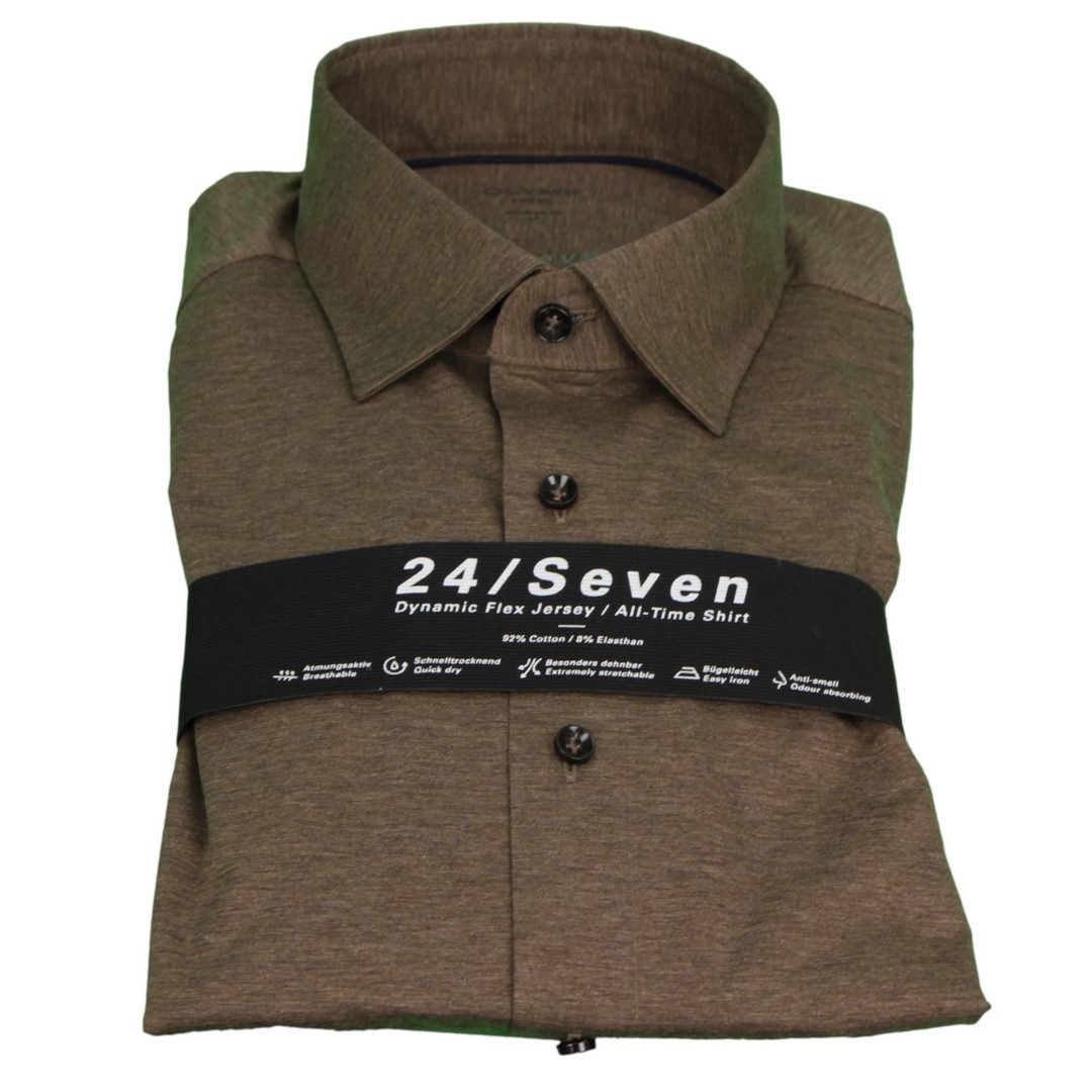 Olymp Hemd 24/Seven Seven Dynamic Flex Jersey All Time Shirt braun 120264 28