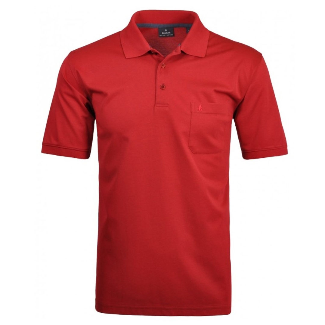 Ragman Herren Polo Shirt Poloshirt Softknit rot unifarben 540391 665 erdbeere