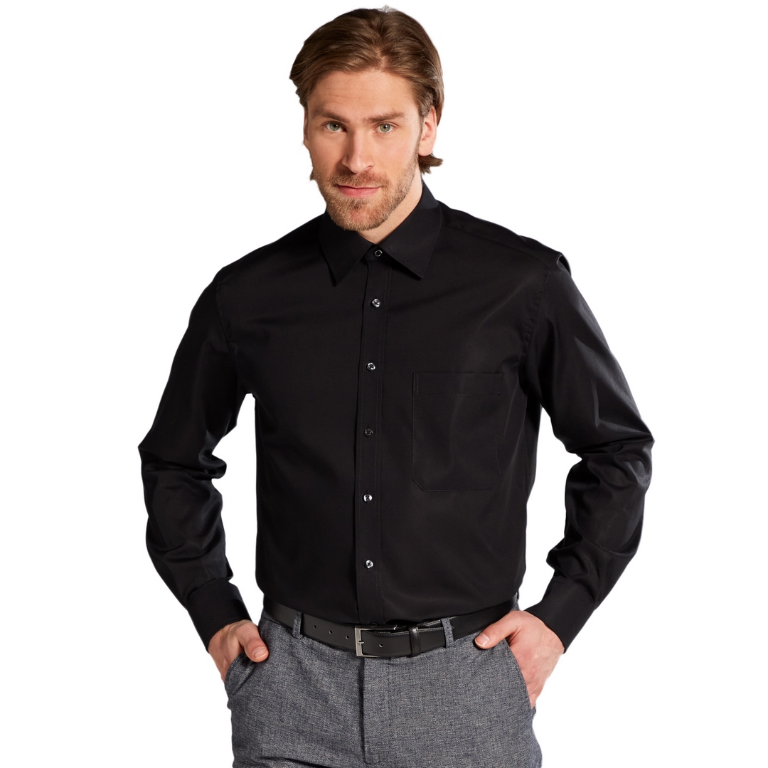 Eterna Herren Langarm Hemd Businesshemd Comfort Fit schwarz unifarben 1100 E198 39