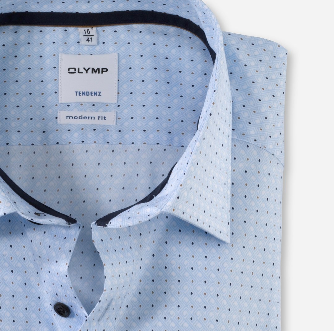 Olymp Tendenz Hemd Langarmhemd Businesshemd blau gemustert 864414 11 bleu