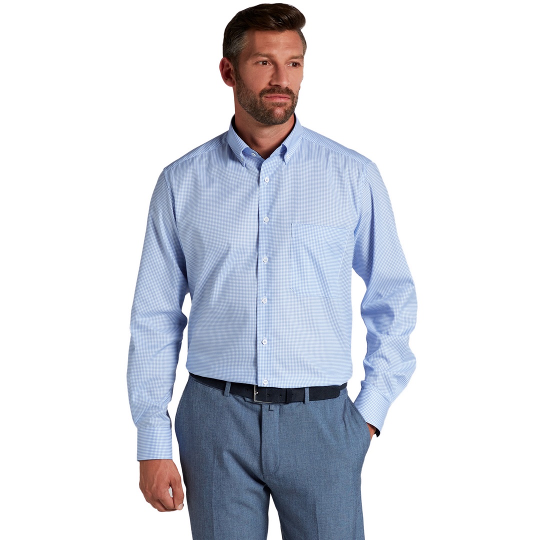 Eterna Herren Langarm Hemd Businesshemd Comfort Fit blau weiß kariert 3720 E14L mittelblau