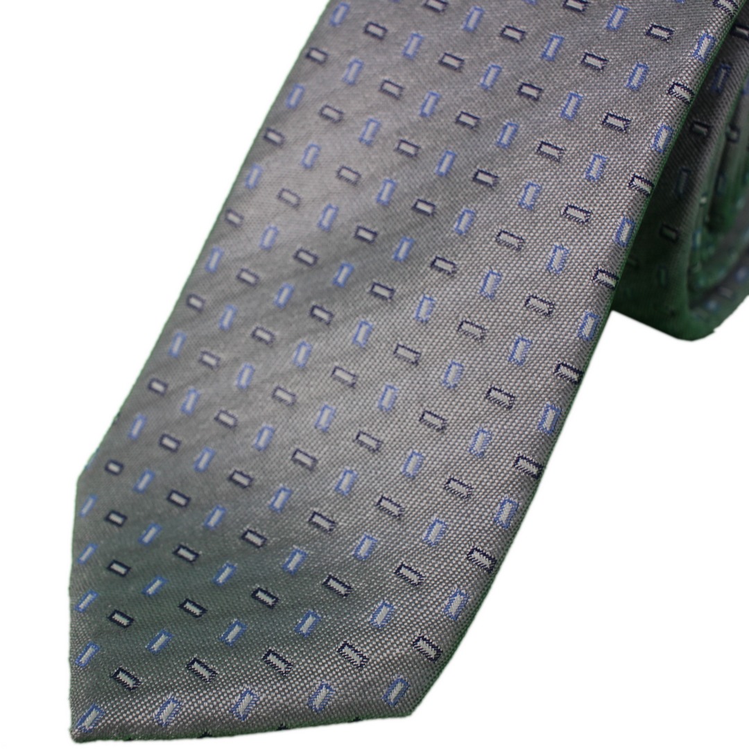 J.S. Fashion Slim Krawatte gemustert 25601 rechteck 6 silber bleu