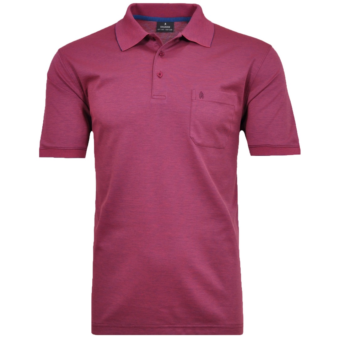 Ragman Herren Polo Shirt Poloshirt Softknit magenta unifarben 540391 485
