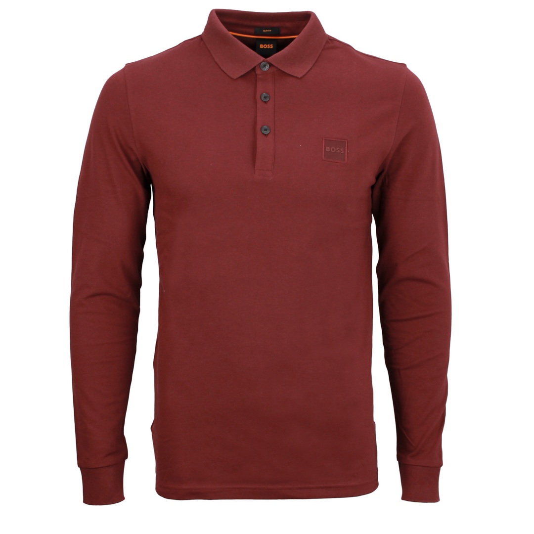 Hugo Boss Herren Shirt Langarmshirt Passerby rot unifarben 50472681 604 dark red