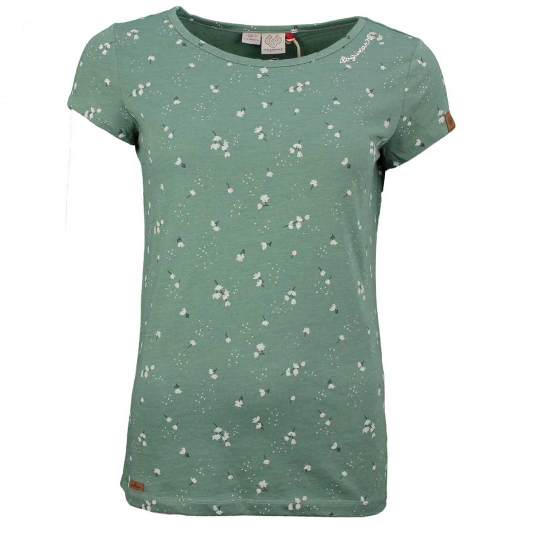 Ragwear Damen T-Shirt kurzarm grün florales Muster Mint Flower 2211 10017 5023 green