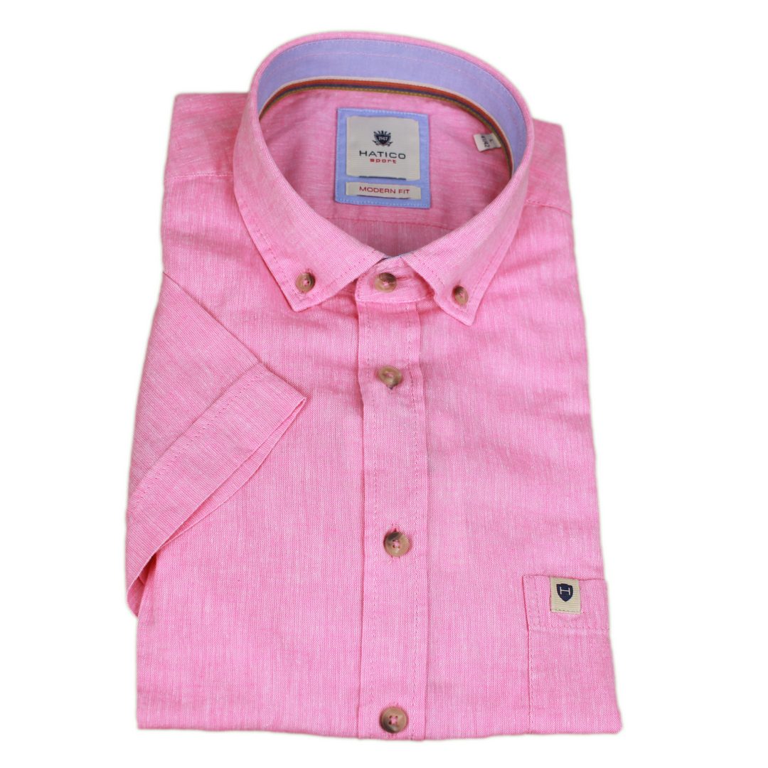 Hatico Sport Herren Leinenhemd Modern Fit pink D80008 72203 343