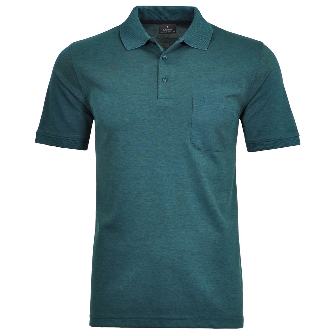 Ragman Herren Polo Shirt Poloshirt Softknit dunkelgrün unifarben 540391 357
