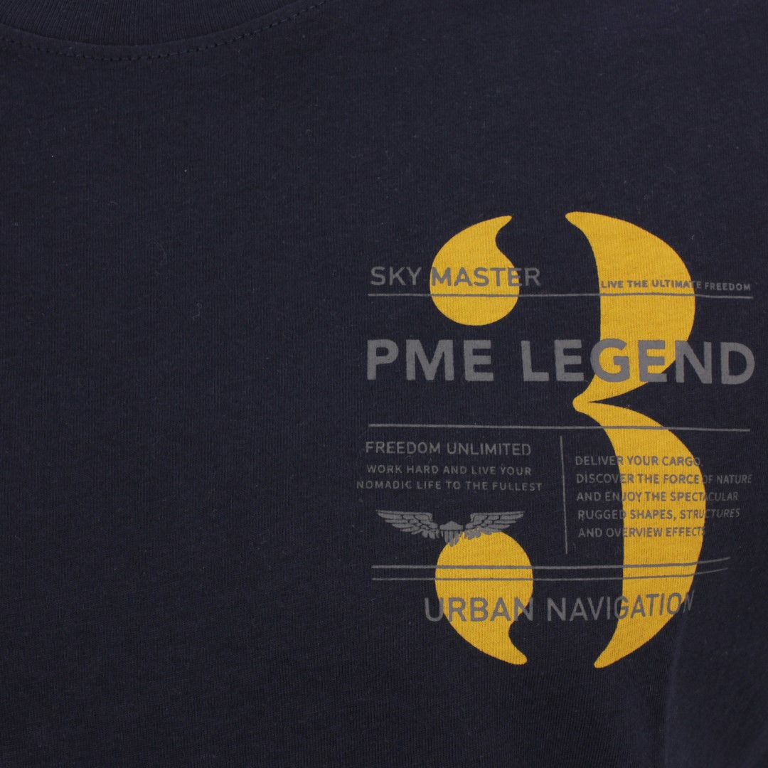 PME Legend Herren T-Shirt dunkel blau Single Jersey PTSS211520 5073