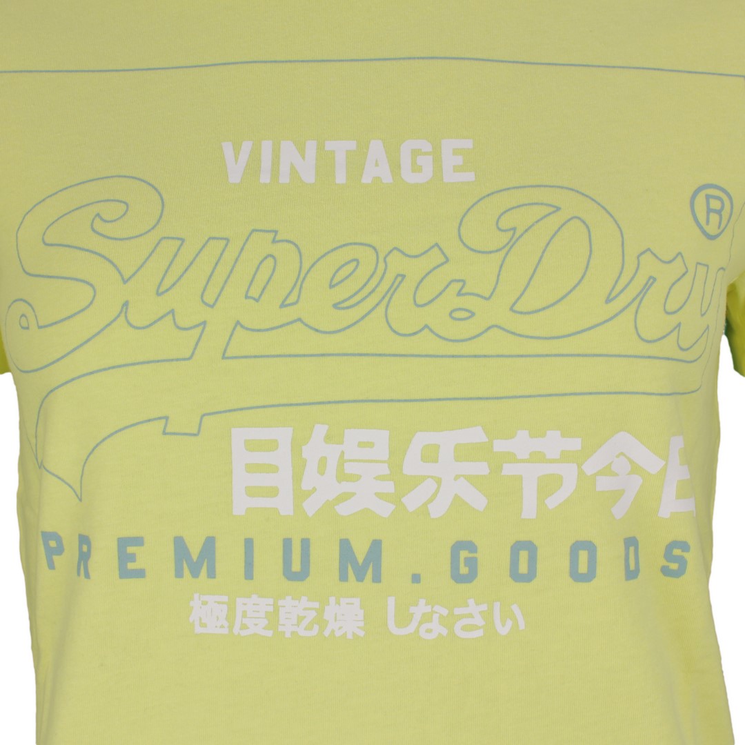 Superdry Damen T-Shirt Label Outline Tee grün unifarben W1010102A 5sy green