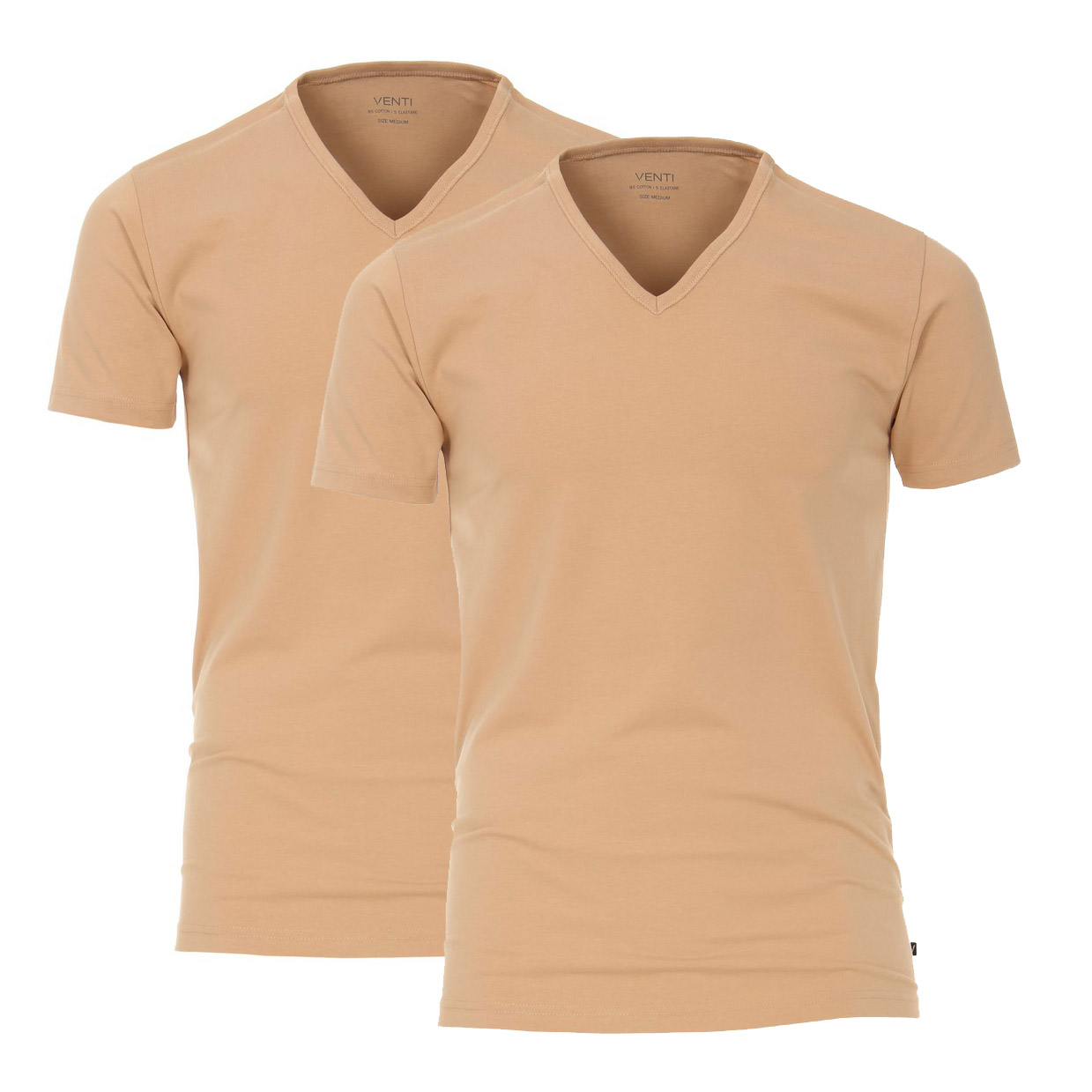Venti Herren T-Shirt Doppelpack V-Neck Hautfarben 012600 650