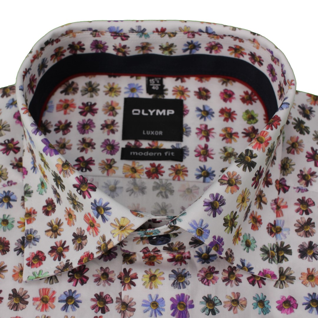 Olymp Herren Luxor Modern Fit Hemd mehrfarbig Blumen Muster 139674 00