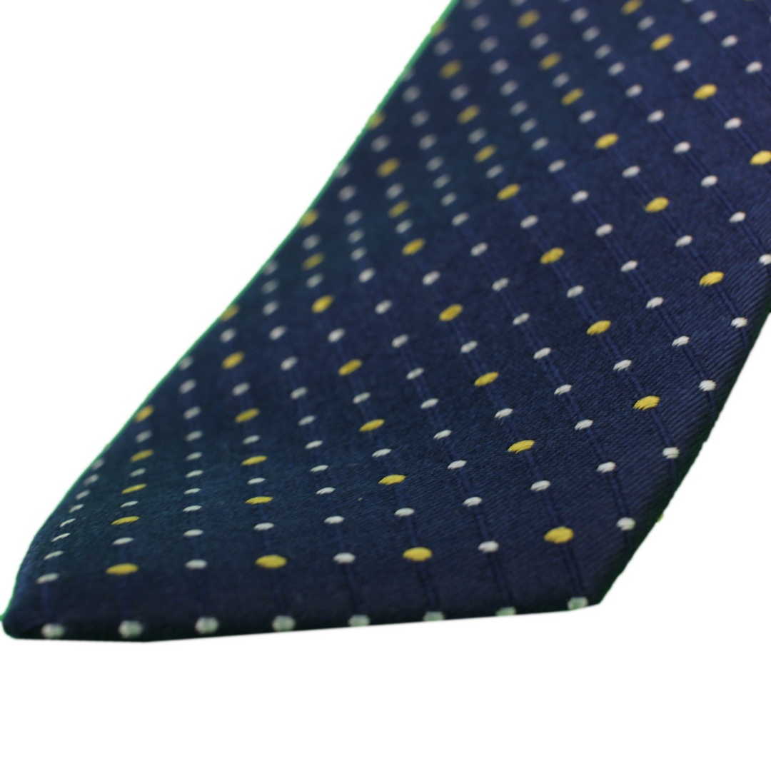J.S. Fashion Slim Krawatte mehrfarbig gepunktet 25539 uni Tupfen 8 blau gelb