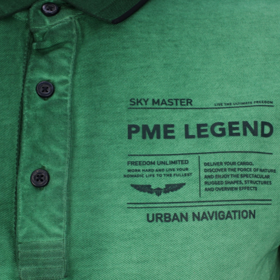 PME Legend Polo Shirt Light Pique Cold Dye grün unifarben PPSS212861 6254