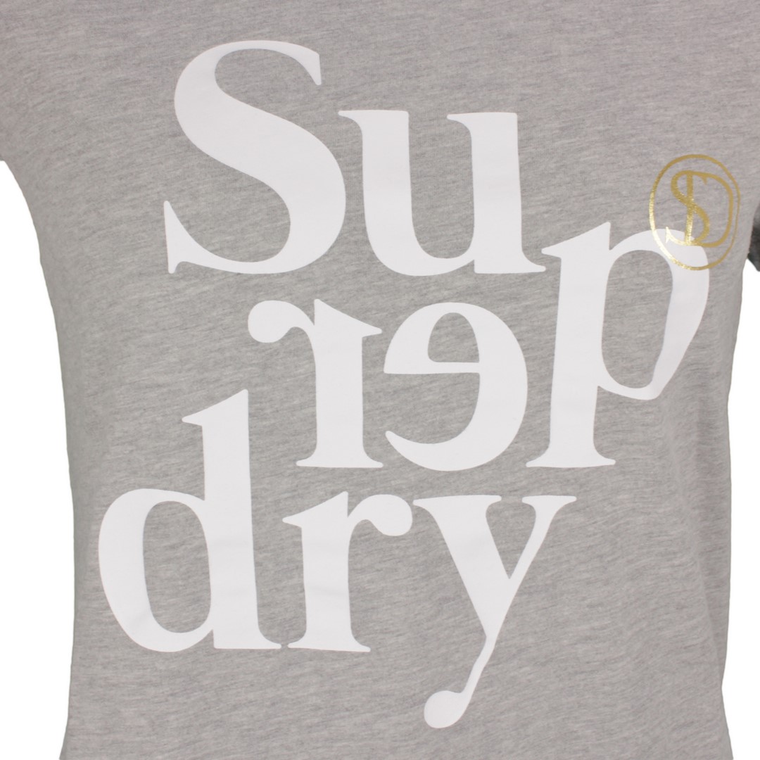 Superdry Damen T-Shirt Label Tilly Lace Graphic grau W6010094A 07q grey