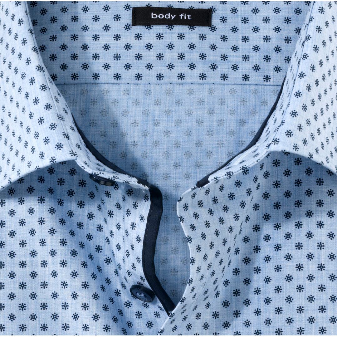Olymp Level Five Body Fit langarm Hemd Businesshemd blau gepunktet 213484 11 