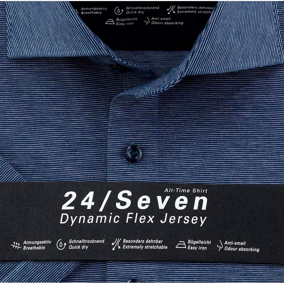 Olymp Herren Luxor 24/Seven Modern Fit Businesshemd kurzarm blau unifarben 120312 18 marine