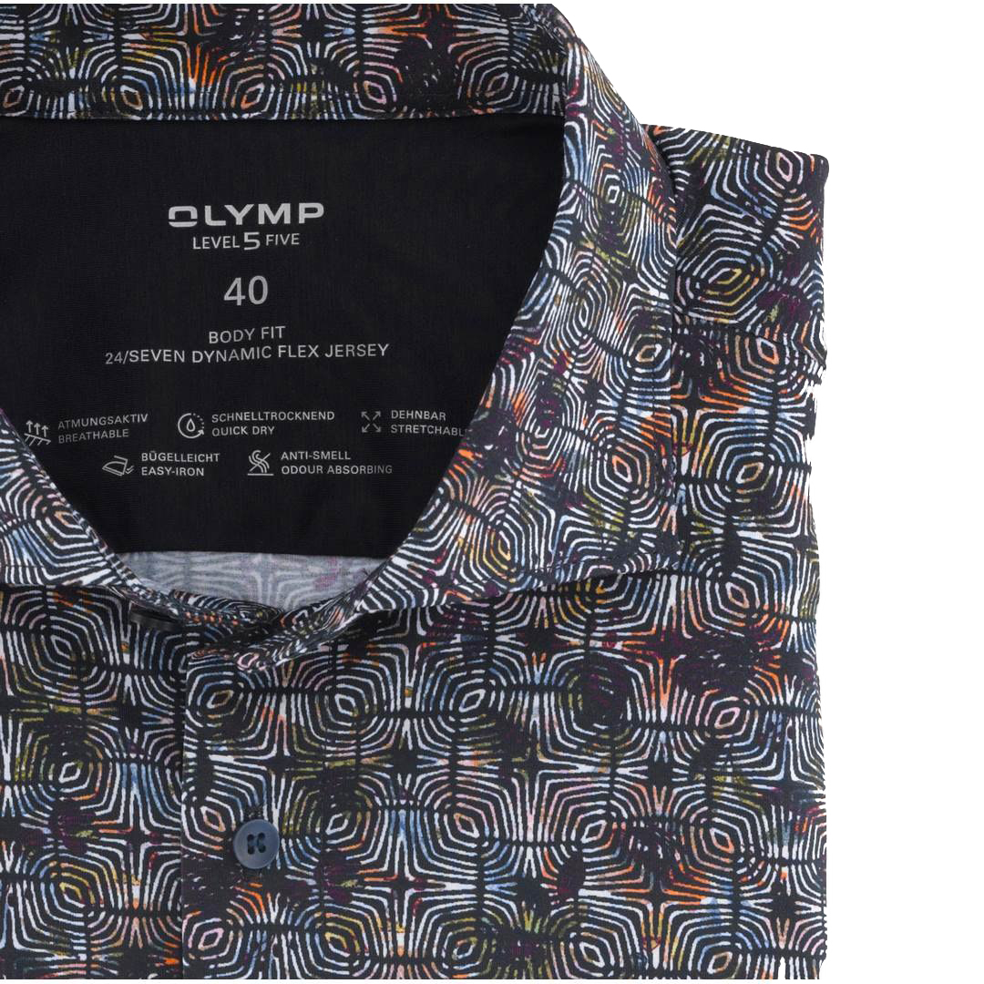 Olymp Herren Level Five 24/Seven Businesshemd langarm mehrfarbig gemustert 201224 86 granat 
