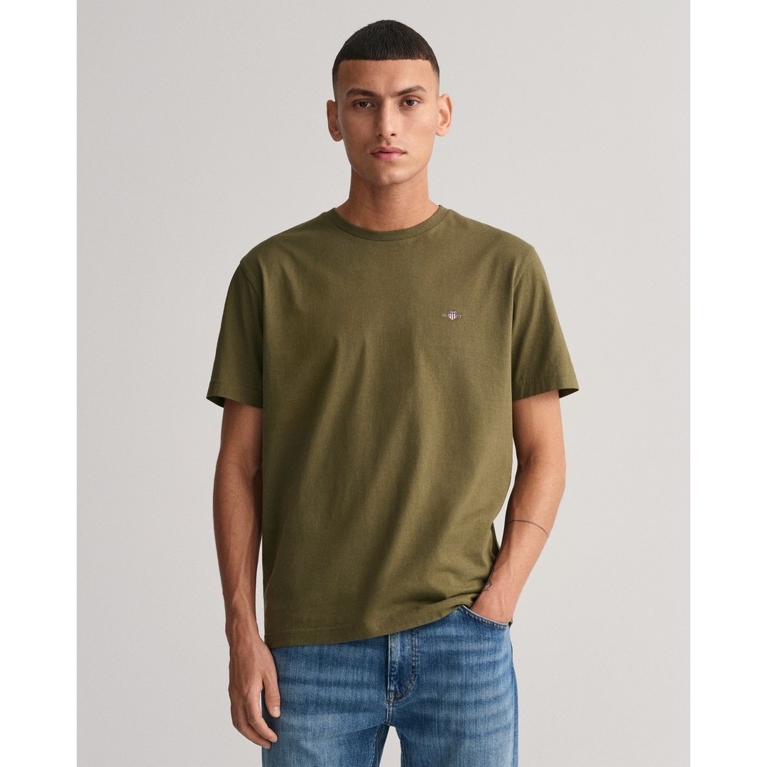 Gant Herren T-Shirt Regular Fit Shield grün 2003184 301 juniper green